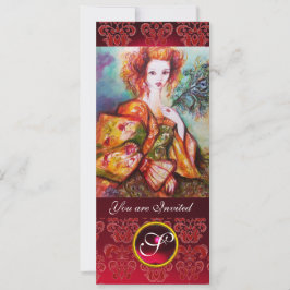 ROMANTISCHE FRAU MIT SPARKLING PEACOCK FEATHER, Ro Einladung