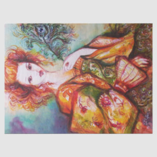 ROMANTISCHE FRAU MIT SPARKLING-PEACOCK-FEATHER SEIDENPAPIER