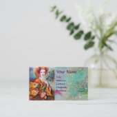 ROMANTISCHE FRAU MIT SPARKLING-PEACOCK-FEATHER VISITENKARTE (Stehend Vorderseite)