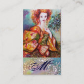 ROMANTISCHE FRAU MIT SPARKLING-PEACOCK-FEATHER VISITENKARTE (Rückseite)