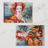 ROMANTISCHE FRAU MIT SPARKLING-PEACOCK-FEATHER VISITENKARTE (Vorne/Hinten)