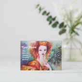 ROMANTISCHE FRAU MIT SPARKLING-PEACOCK-FEATHER VISITENKARTE (Stehend Vorderseite)