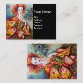 ROMANTISCHE FRAU MIT SPARKLING-PEACOCK-FEATHER VISITENKARTE (Vorne/Hinten)