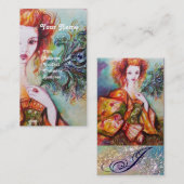 ROMANTISCHE FRAU MIT SPARKLING-PEACOCK-FEATHER VISITENKARTE (Vorne/Hinten)