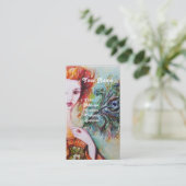 ROMANTISCHE FRAU MIT SPARKLING-PEACOCK-FEATHER VISITENKARTE (Stehend Vorderseite)