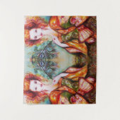 ROMANTISCHE FRAU MIT SPARKLING-PEACOCK-FEATHER WANDTEPPICH (Vorderseite)