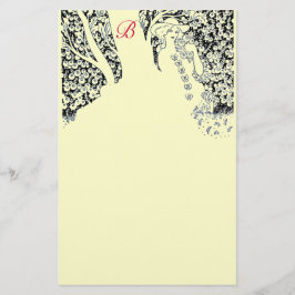 ROMANTISCHE FRAU,ROSE,NATURSCHMERZMonogramm Briefpapier