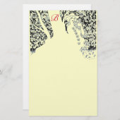 ROMANTISCHE FRAU,ROSE,NATURSCHMERZMonogramm Briefpapier (Vorne/Hinten)