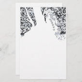 ROMANTISCHE FRAU, ROSE UND NATUR Schwarz-weiß Briefpapier (Vorne/Hinten)