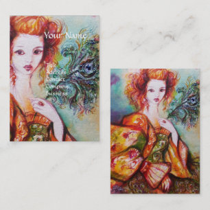 ROMANTISCHE FRAU, SPARKLING PEACOCK FEATHER Pearl Visitenkarte