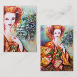 ROMANTISCHE FRAU, SPARKLING PEACOCK FEATHER White Visitenkarte