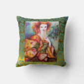 ROMANTISCHE FRAU, SPARKLING PEACOCK FEATHER Yellow Kissen (Rückseite)