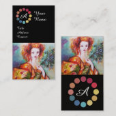 ROMANTISCHE FRAUENSCHÖNHEIT BILDET KÜNSTLERFARBPAL VISITENKARTE (Vorne/Hinten)