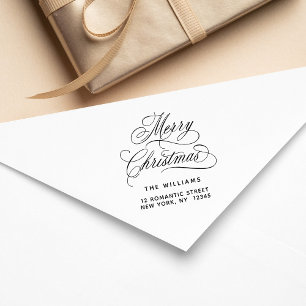 Romantische frohe Weihnachts-Script-Rücksendeadres Gummistempel