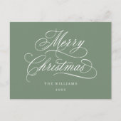Romantische frohe Weihnachtsschrift Silky Sage Gre Postkarte (Vorderseite)