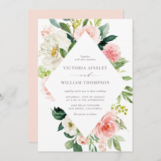 Romantische Frühjahrsblüten Einladung (Vorne/Hinten)