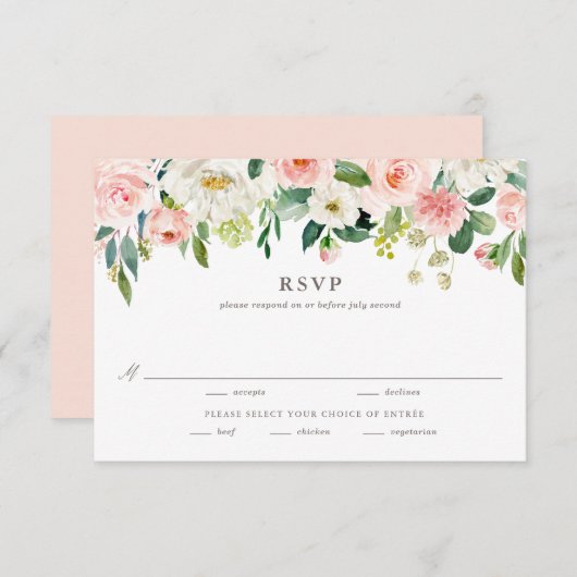 Romantische Frühjahrsblüten mit Wasserfarbe Hochze RSVP Karte (Vorne/Hinten)