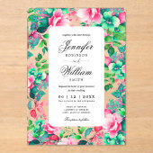 Romantische Frühjahrsommer Garten Blumenhochzeit Acryleinladungen (Vorderseite)