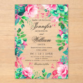 Romantische Frühjahrsommer Garten Blumenhochzeit Acryleinladungen (Vorderseite)