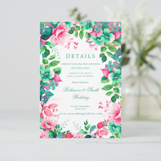 Romantische Frühjahrssommer Sommerhochzeiten Detai Begleitkarte (Stehend Vorderseite)