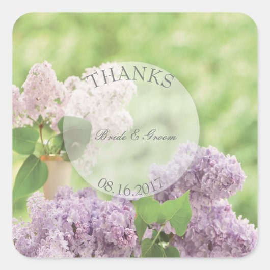 Romantische FrühlingsBlume Floral Lilac Wedding Da Quadratischer Aufkleber (Vorderseite)