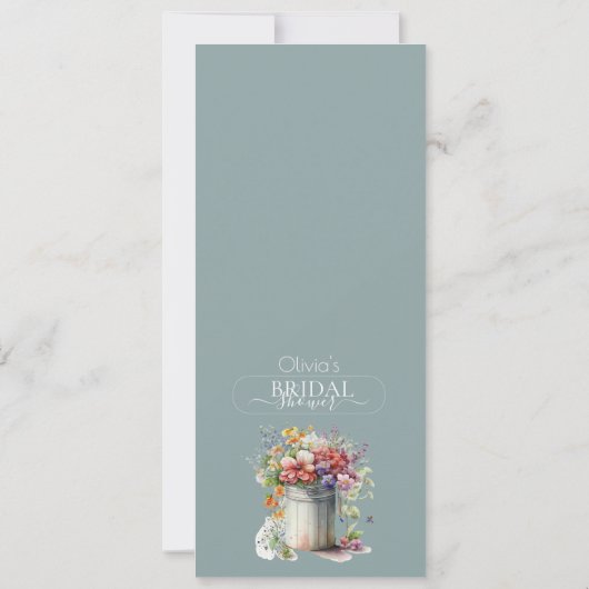 Romantische Frühlingsblumen Vase Brautparty Menu Einladung (Rückseite)