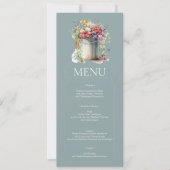 Romantische Frühlingsblumen Vase Brautparty Menu Einladung (Vorderseite)