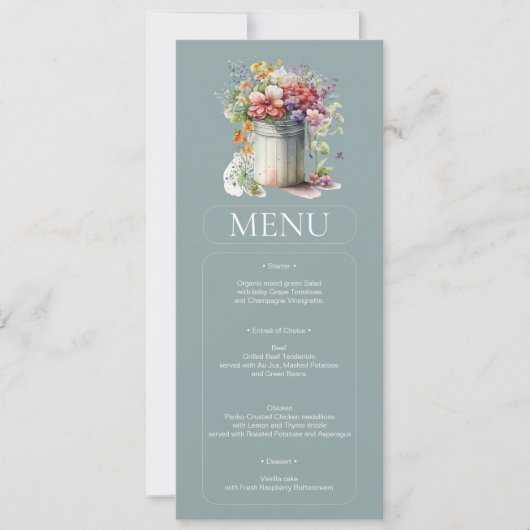 Romantische Frühlingsblumen Vase Brautparty Menu Einladung (Vorderseite)