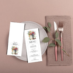 Romantische Frühlingsblumen Vase Brautparty Menu Einladung