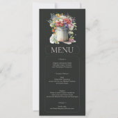 Romantische Frühlingsblumen Vase Brautparty Menu Einladung (Vorderseite)