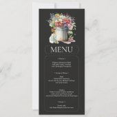 Romantische Frühlingsblumen Vase Brautparty Menu Einladung (Vorderseite)
