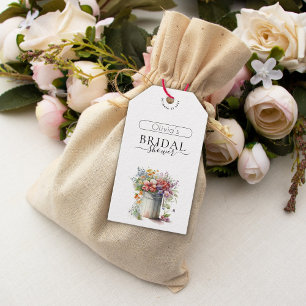 Romantische Frühlingsblumen Vasen Brautdusche Geschenkanhänger