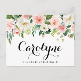 Romantische Frühlingsblumen werden Sie meine Braut Postkarte