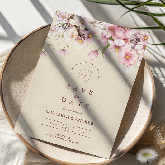 Romantische Frühlingsblüten-Hochzeit Save The Date