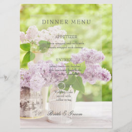 Romantische Frühlingsmenüs der Blume Floral Lilac Menükarte