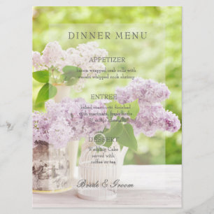 Romantische Frühlingsmenüs der Blume Floral Lilac Menükarte
