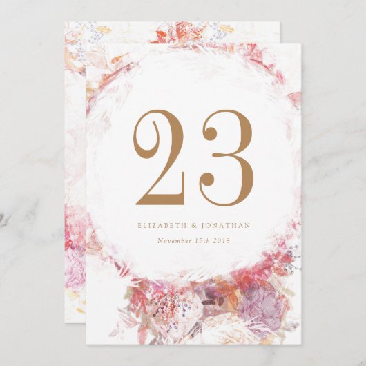 Romantische Frühlingsrosa Blume Tischnummer (Vorne/Hinten)