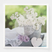 Romantische Frühlingssonne Blume Floral White Lila Serviette (Vorderseite)