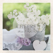 Romantische Frühlingszeit Blume Floral Lilac Weddi Glasuntersetzer (Vorderseite)