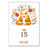 Romantische Füchse und rustikale Blätter Tischnummer (Rückseite)