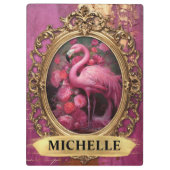 Romantische Fuchsia Flamingo und Rose Klemmbrett (Rückseite)