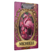 Romantische Fuchsia Flamingo und Rose Klemmbrett (Rechts)