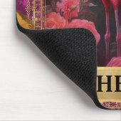 Romantische Fuchsia Flamingo und Rose Mousepad (Ecke)