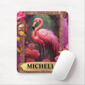 Romantische Fuchsia Flamingo und Rose Mousepad (Mit Mouse)