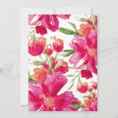 Romantische Fuchsia Grüne Wasserfarbenhochzeit I Einladung (Rückseite)