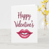 Romantische Fuchsia-Lippen-Karte Karte (Gelbe Blume)