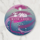 Romantische Fuchsia & Soft Pink Pinselstrich Geschenkanhänger (Vorderseite)