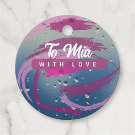 Romantische Fuchsia & Soft Pink Pinselstrich Geschenkanhänger