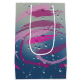 Romantische Fuchsia & Soft Pink Pinselstrich Mittlere Geschenktüte (Rückseite)