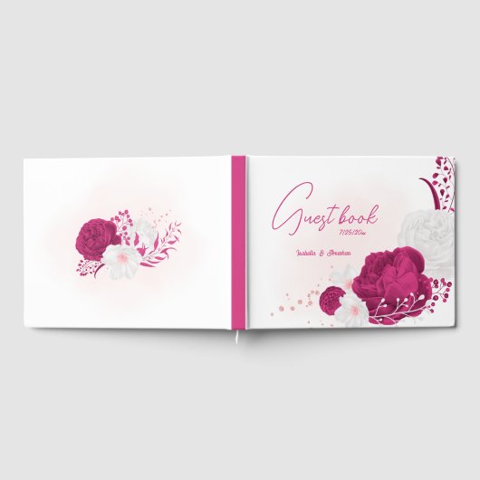 Romantische Fuchsienweiße Blume botanische Hochzei Gästebuch (Voll)